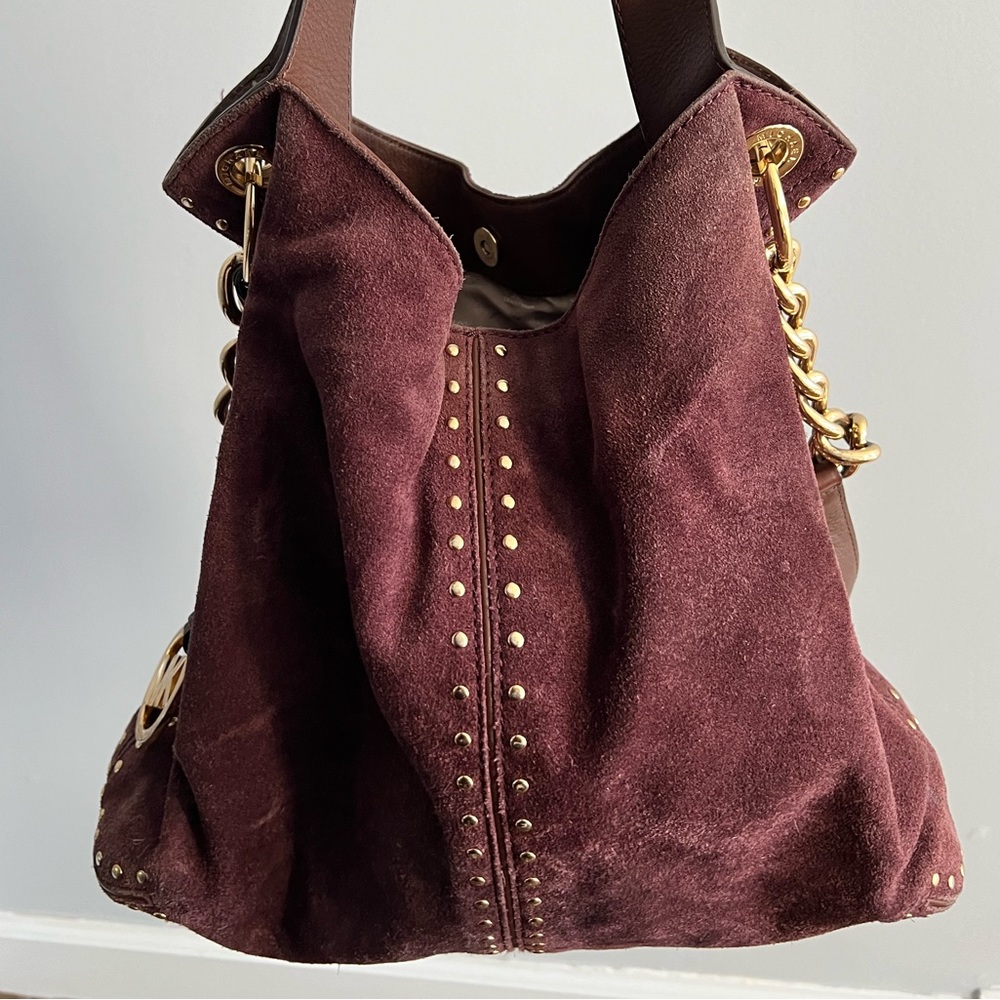 Michael Kors Studded Suede Shoulder Bag